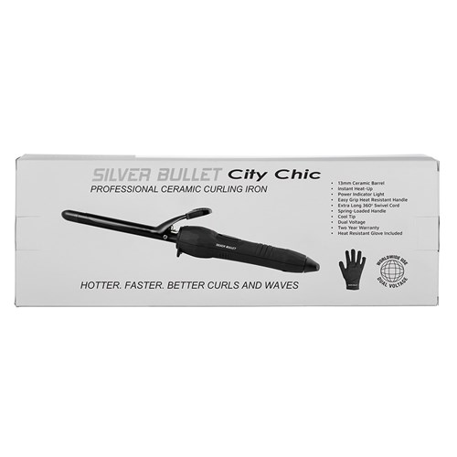 Silver Bullet City Chic Curling Iron 13mm Box Back