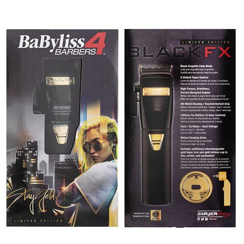 BaBylissPRO BlackFX Lithium Hair Clipper front and back