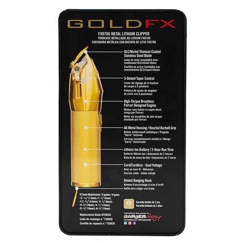 BaBylissPRO GoldFX Lithium Hair Clipper Package Back