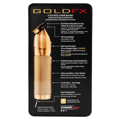 BaBylissPRO GoldFX Skeleton Lithium Hair Trimmer Package Back
