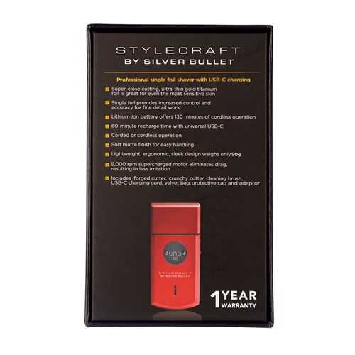 StyleCraft by Silver Bullet Uno 2.0 Single Foil Shaver Red