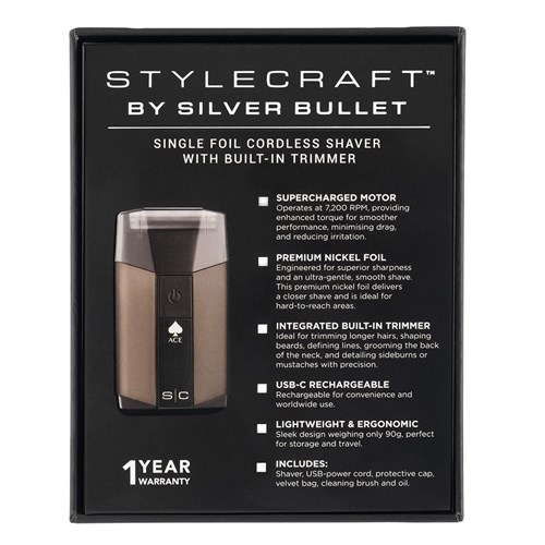 StyleCraft by Silver Bullet Ace Single Foil Shaver with Trimmer