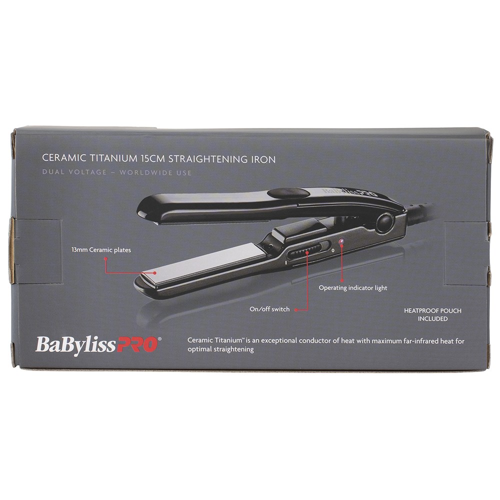 BaBylissPRO Ceramic Titanium Travel Hair Straightener - Salon Saver